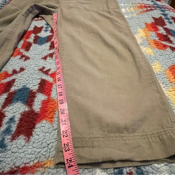 H&M Linen Blend Wide Leg Capri Pants Dark Green Women’s Sz M Elastic Waistband - Picture 6 of 8